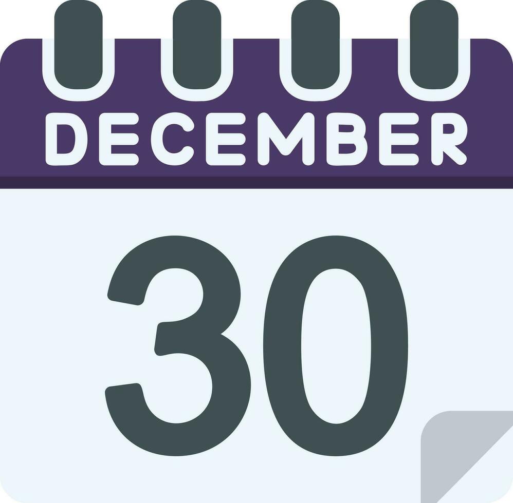 30 December Flat Icon vector