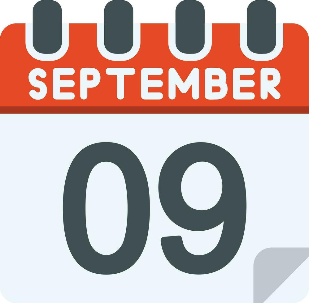 9 9 septiembre plano icono vector