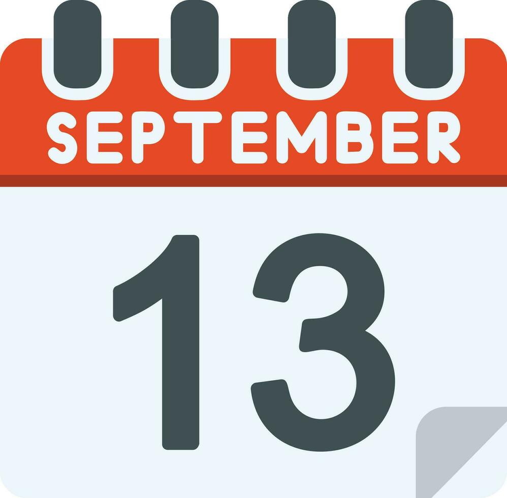 13 September Flat Icon vector