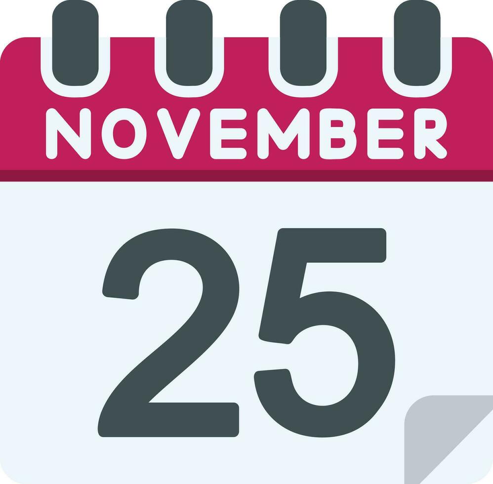 25 noviembre plano icono vector