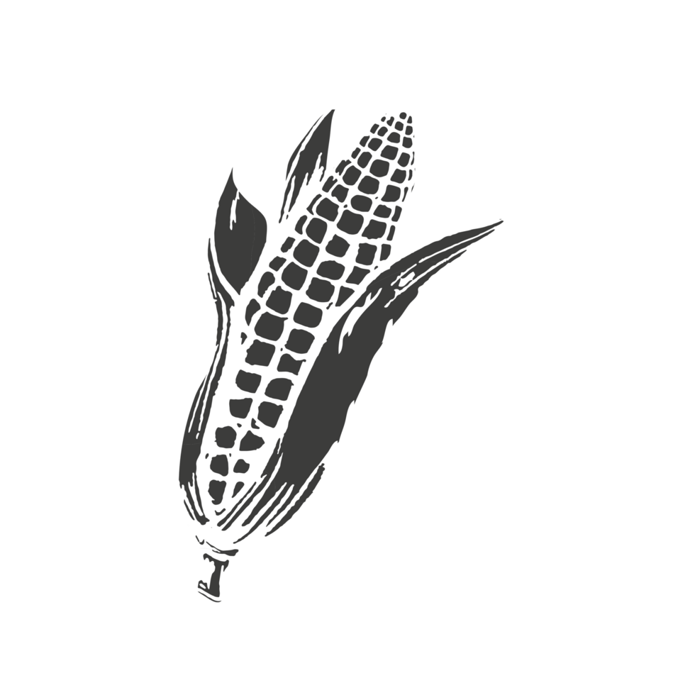 Corn Cob Silhouette Generative Ai png