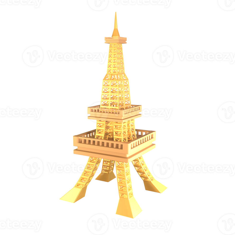 3D icon eiffel tower sign rendered isolated on the transparent background png