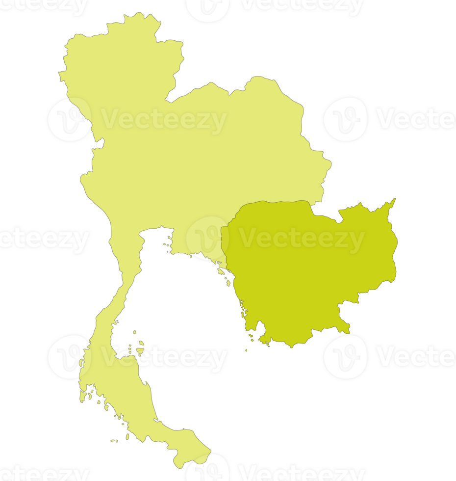Map of Thailand and Cambodia. Map of border countries of Southeast Asia, Thailand and Cambodia. png