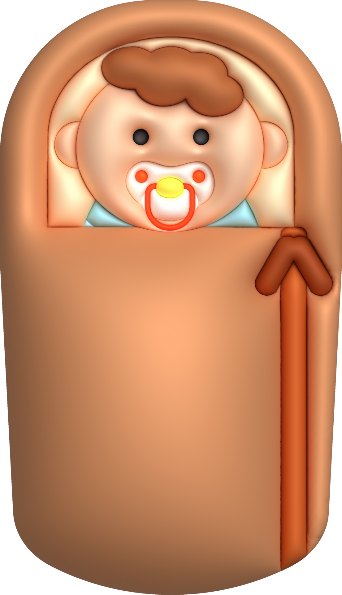 3D illustration newborn sleeping baby wrapped in a blanket.Pillow and