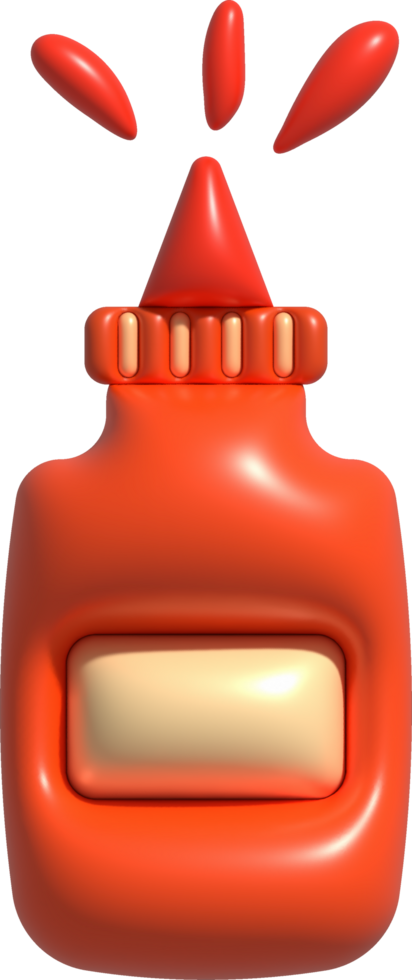 3d illustration Sauce bottle with sauce spread minimal style. png