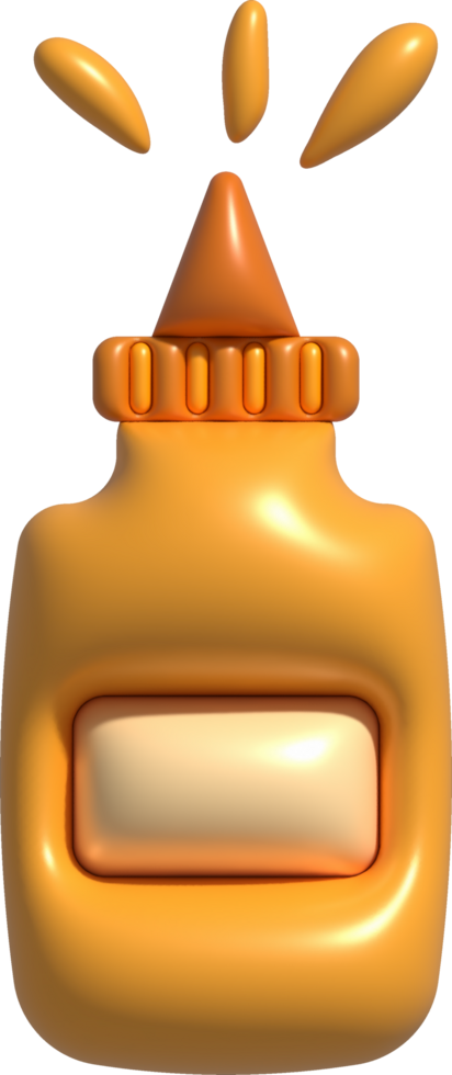 3d illustration Sauce bottle with sauce spread minimal style. png