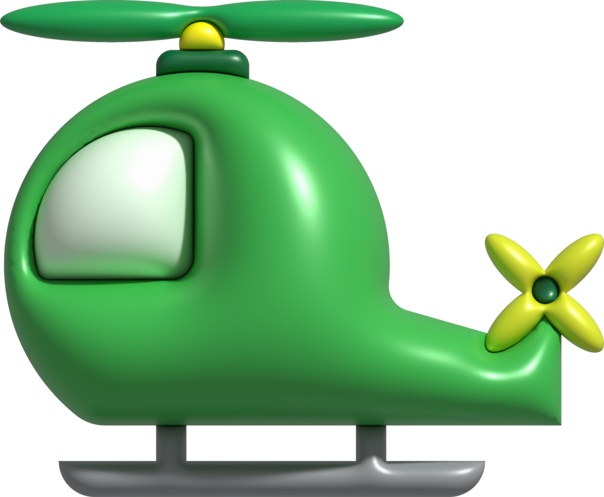 3D illustration childrens toy helicopter.Kids toys minimal style. png