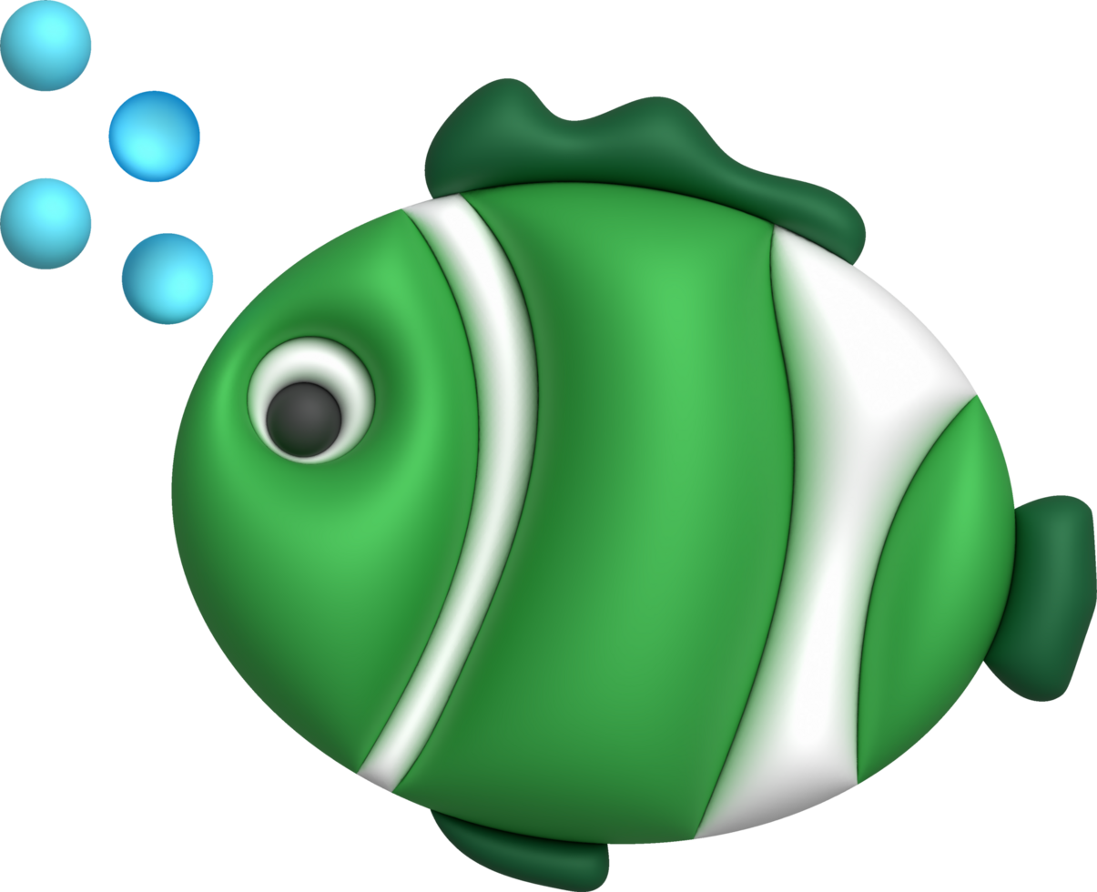 3D illustration Cute underwater animals Sea fish popular color fish. minimal style. png