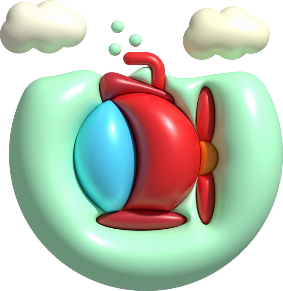 3d Illustration U-Boot unterseeisch mit bubble.kids Spielzeuge minimal Stil. png