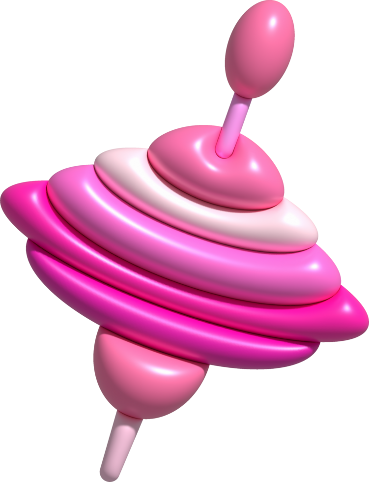 3D illustration Spinning top toy spinning game.Kids toys minimal style. png