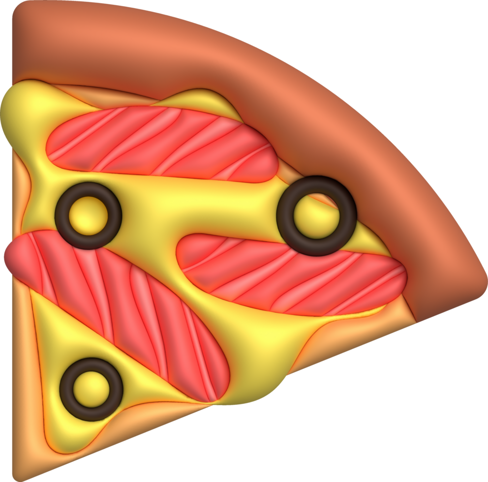 3D illustration Salmon and Cheese Pizza Slices. minimal style. png
