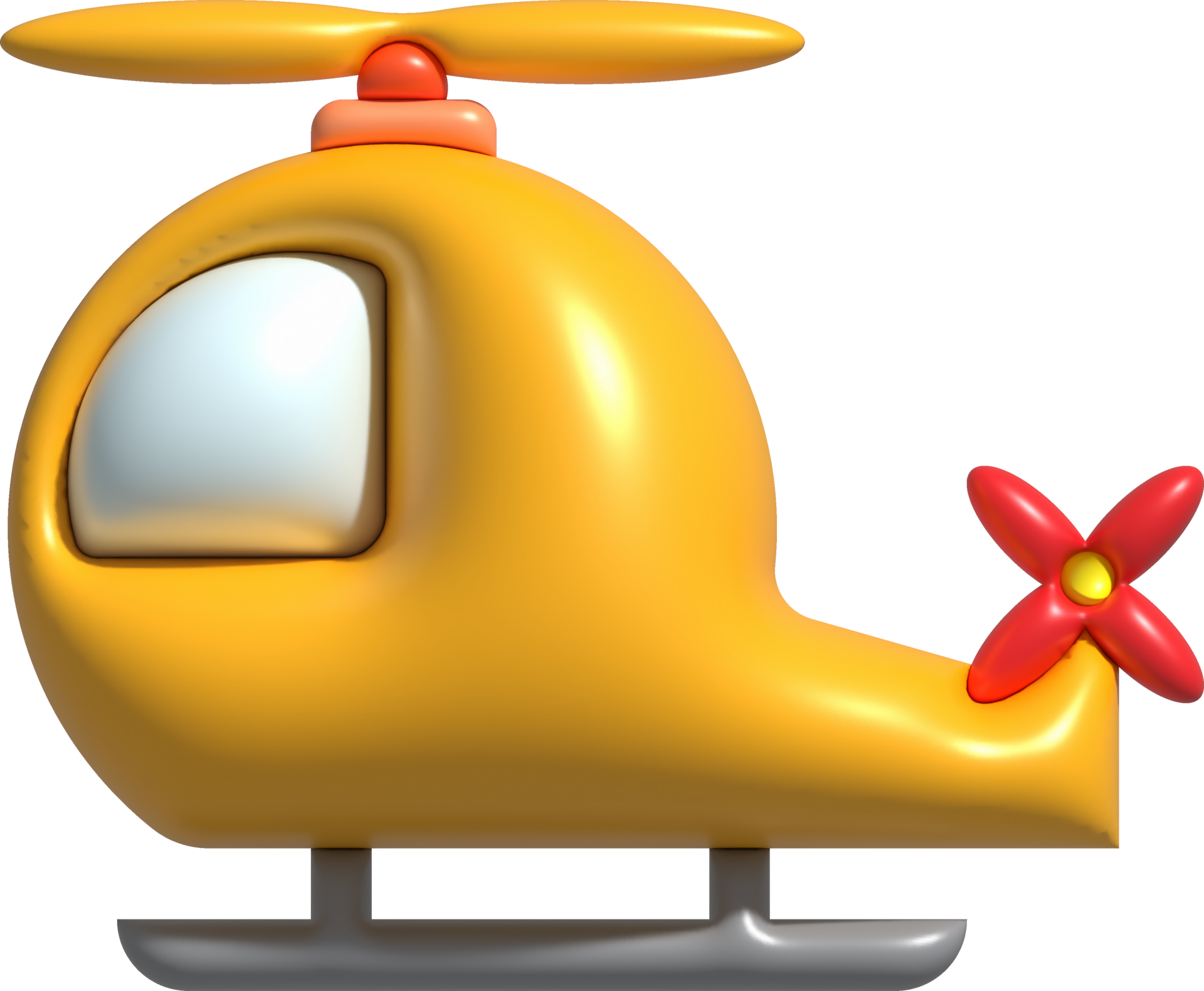 3D illustration childrens toy helicopter.Kids toys minimal style