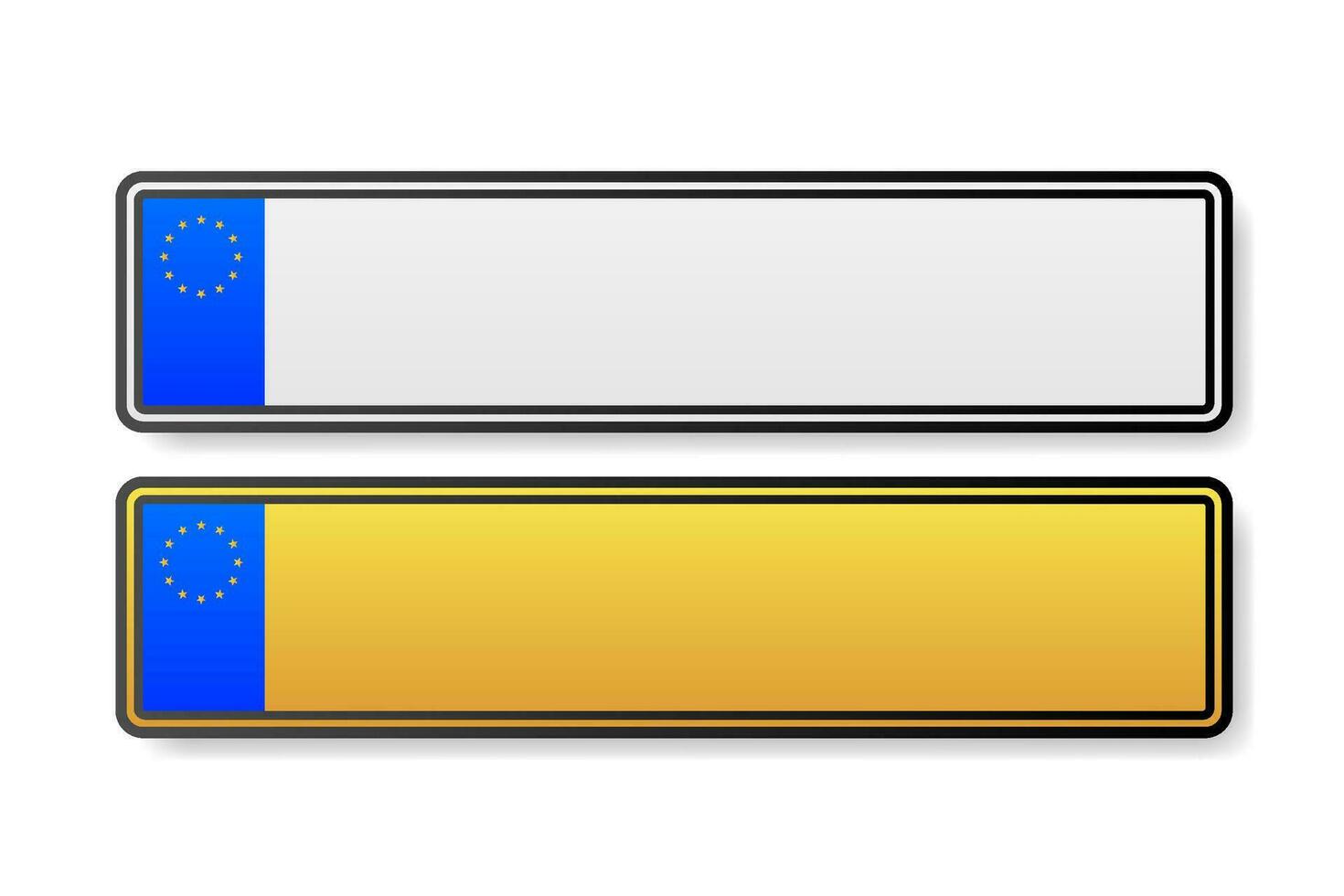 European Number plate car. Information sign. Options for vehicle license plates. vector