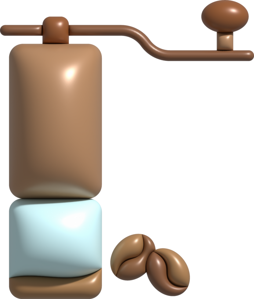 3d illustration Retro style manual coffee grinder coffee shop concept. png