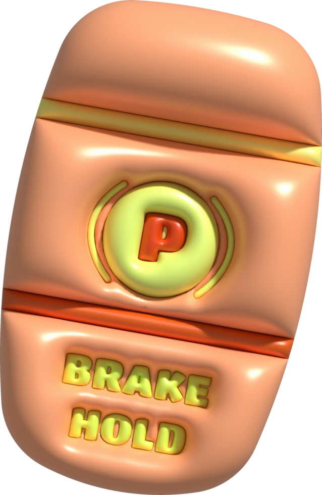 3d illustration Remote key icon with brake symbol and brake commands via remote control safety symbol. png