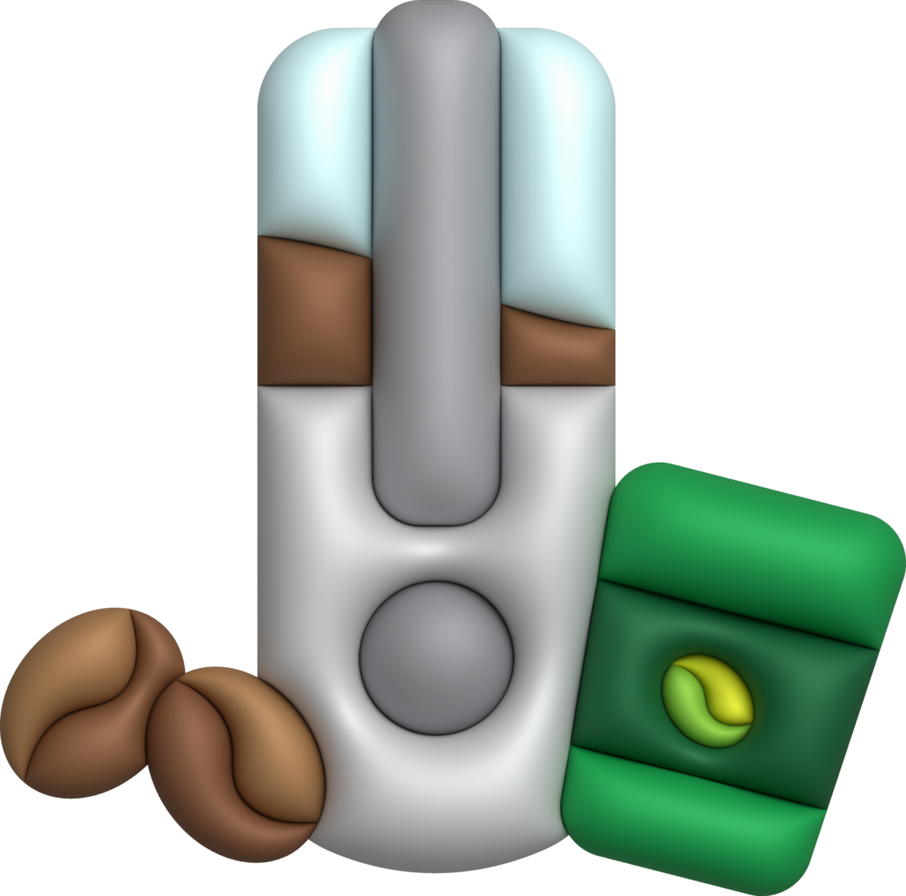 3d illustration Portable coffee grinder and coffee mug coffee shop concept. png