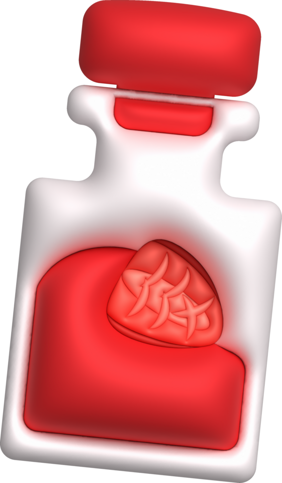 3d illustration condiment jar with strawberries inside. used for cooking. minimal style. png