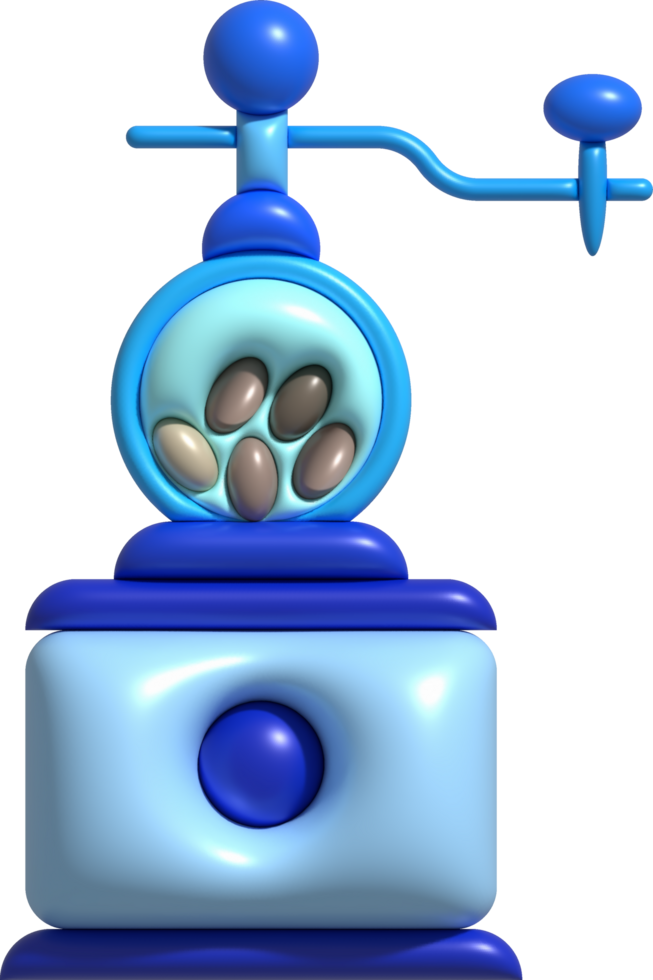 3d illustration Retro style manual coffee grinder coffee shop concept. png