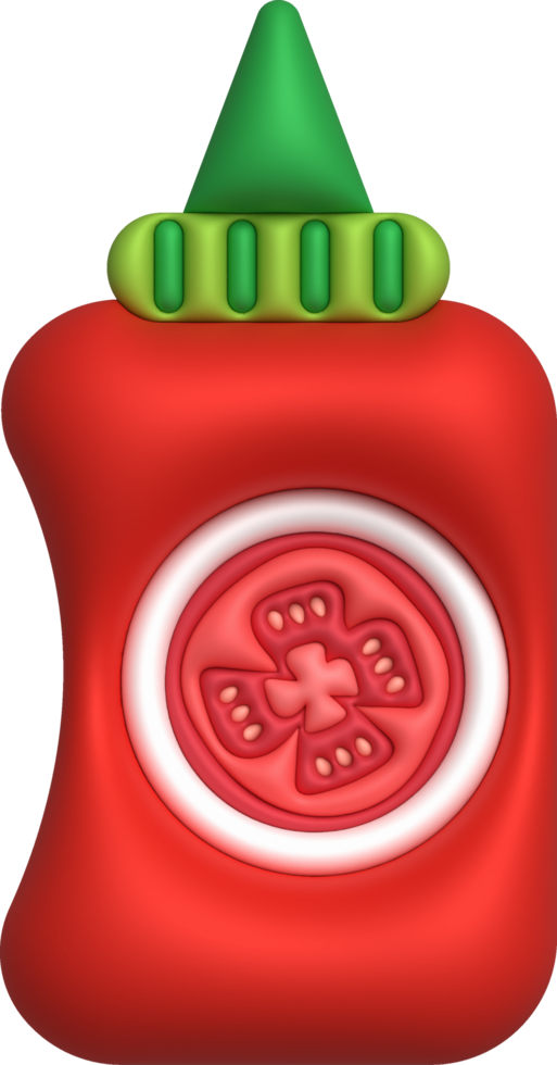 3d illustration Tomato Sauce Bottle minimal style. png
