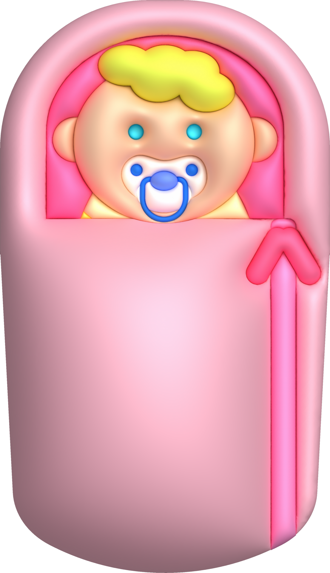 3D illustration newborn sleeping baby wrapped in a blanket.Pillow and