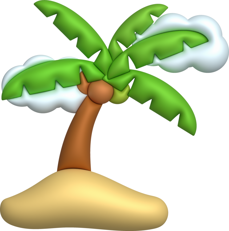 3d illustration kokos träd och moln png