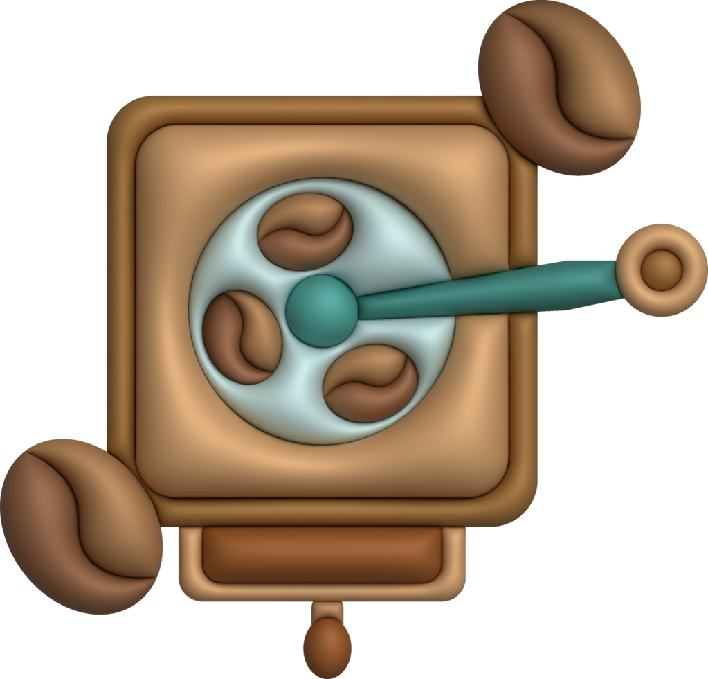 3d illustration Retro style manual coffee grinder coffee shop concept. png