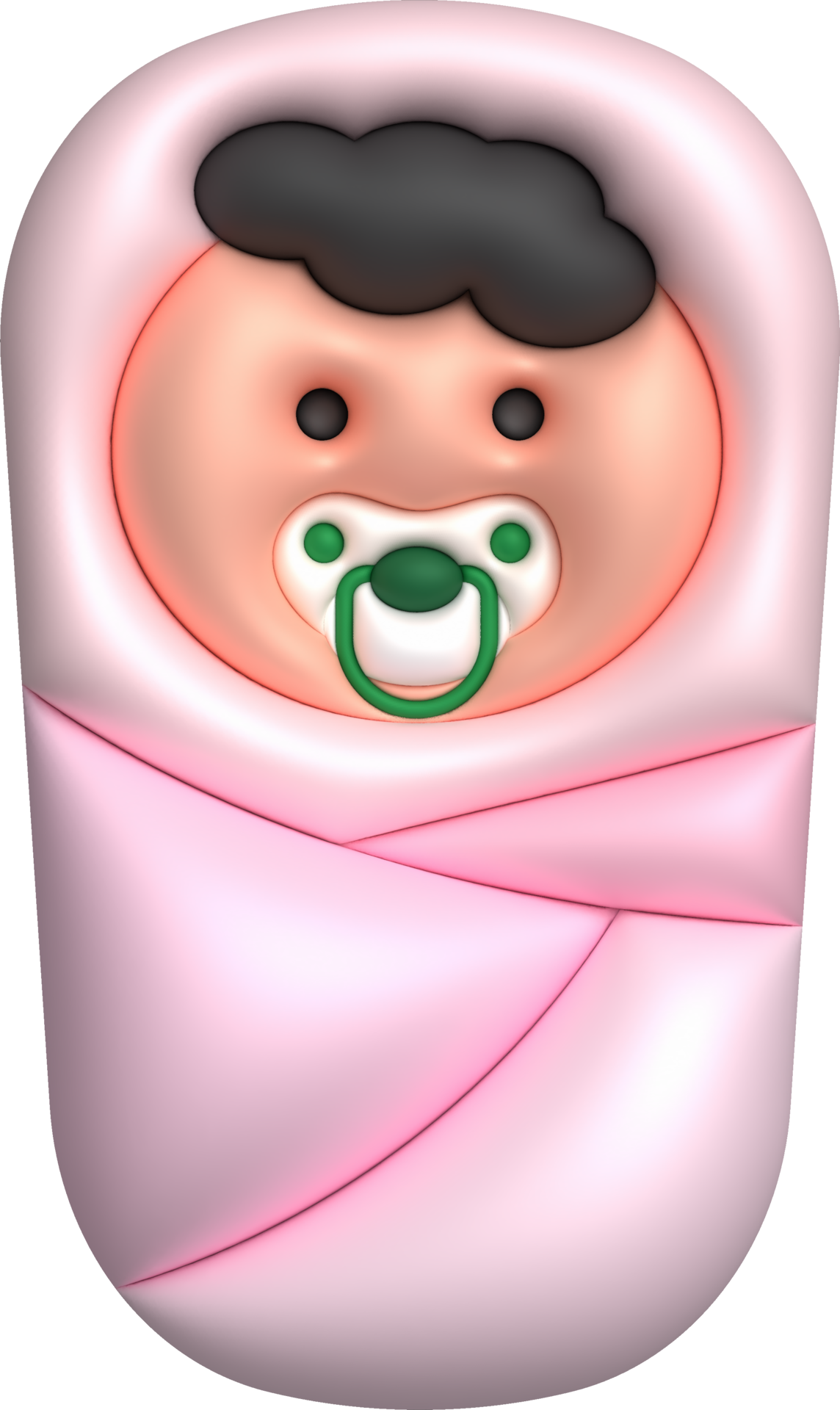 3D illustration newborn sleeping baby wrapped in a blanket.Pillow and