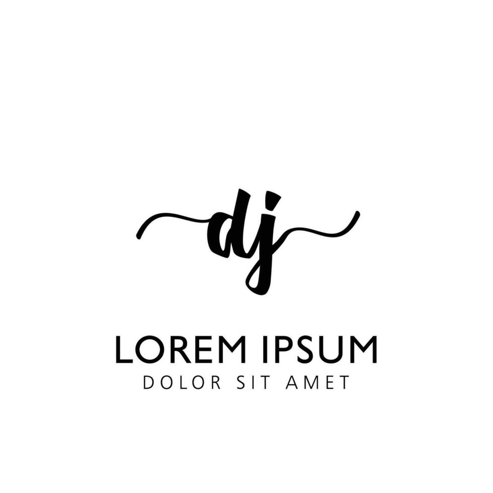 DJ Initial Handwriting Template Design vector