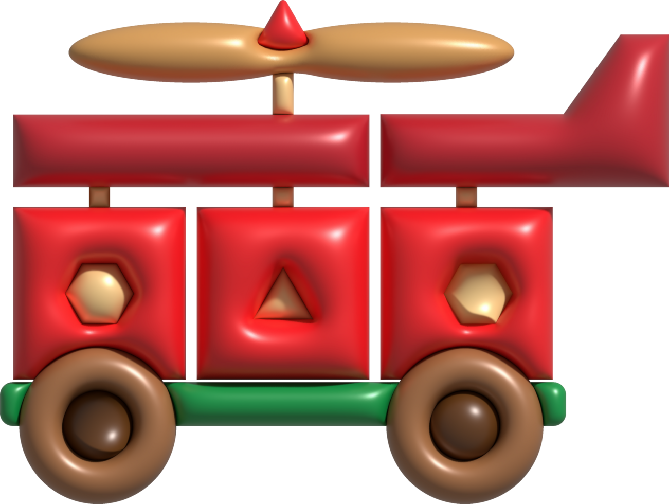 3D illustration childrens toy helicopter.Kids toys minimal style. png