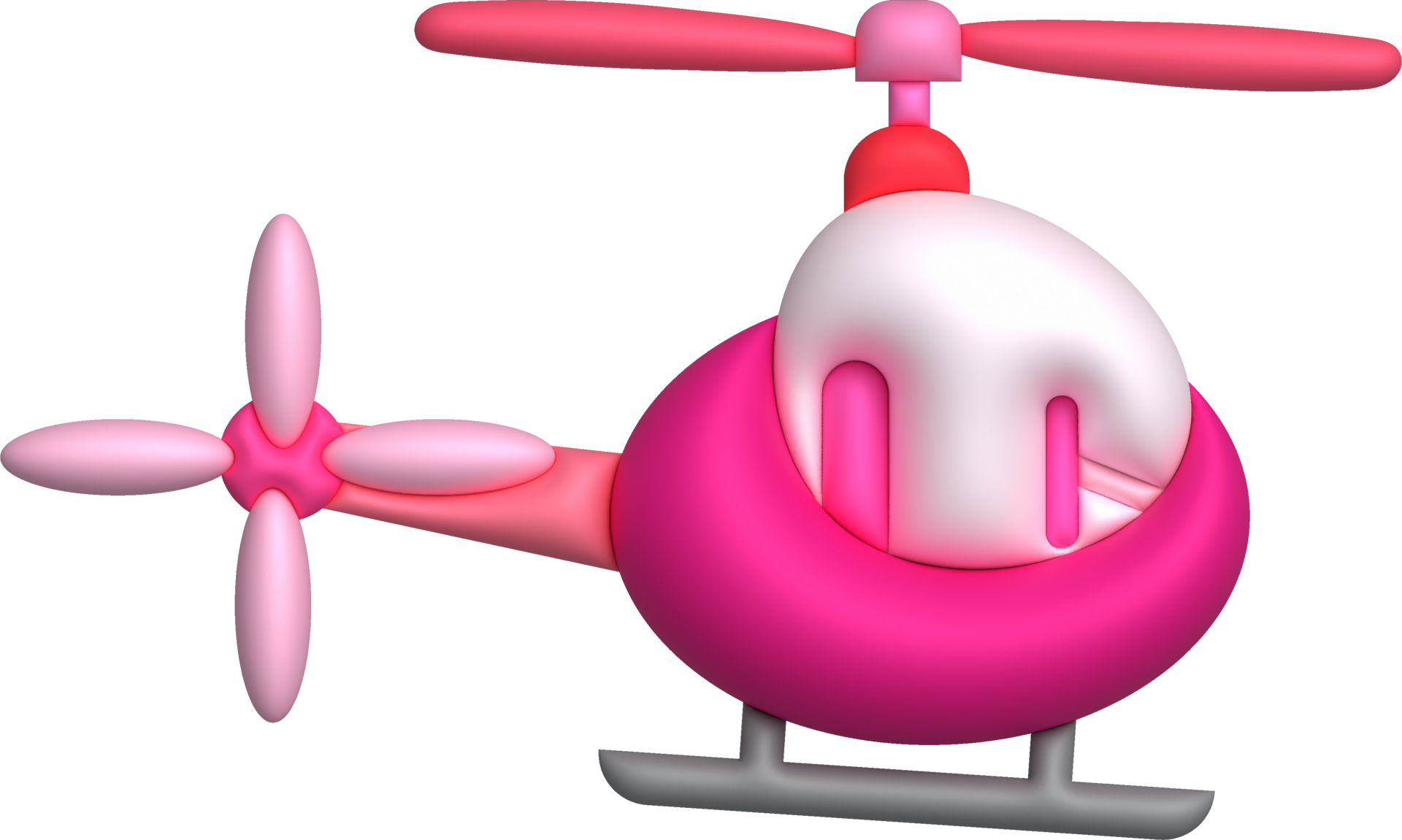 3D illustration childrens toy helicopter.Kids toys minimal style