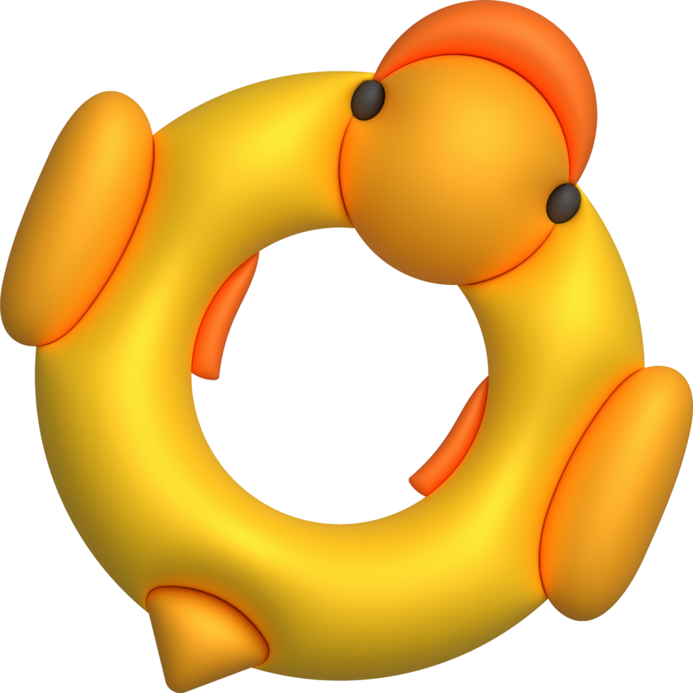 3D illustration Duck shaped swimming ring,Swim lifesaver,Summer vacation or trip safety. png