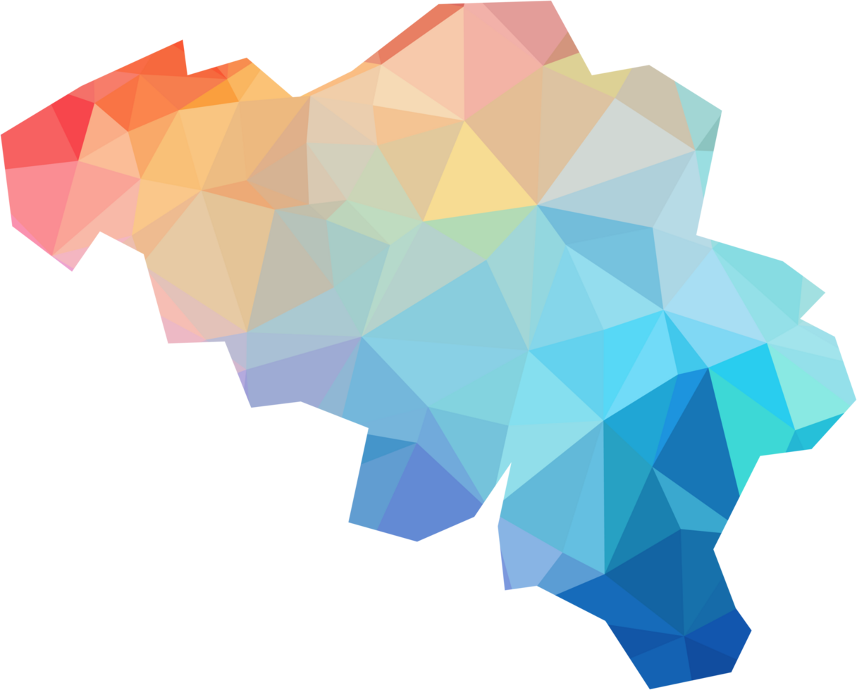 colorful abstract low polygonal of belgium map. png