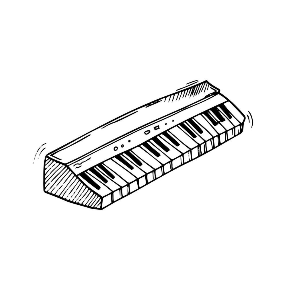 Doodle synthesizer illustration in vector. Hand drawn synthesizer icon in vector. vector