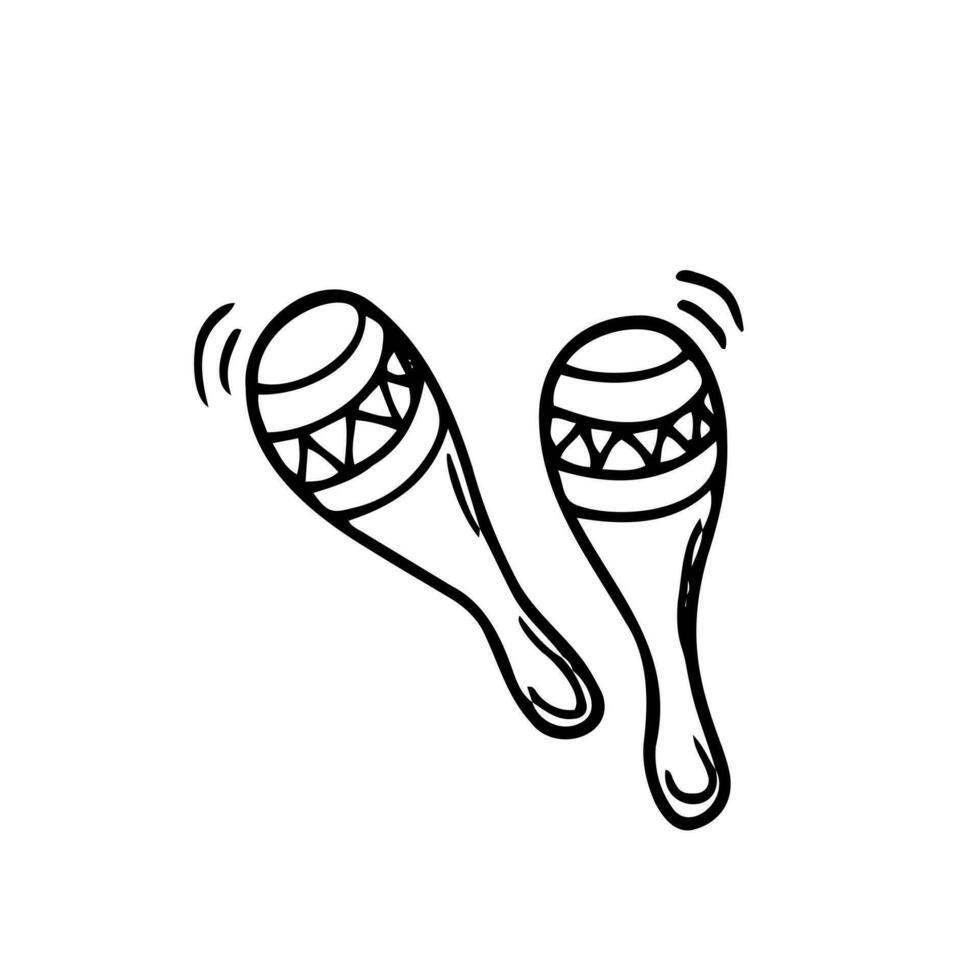 maracas vector hand-drawn illustration isolated on a white background. doodle a musical instrument