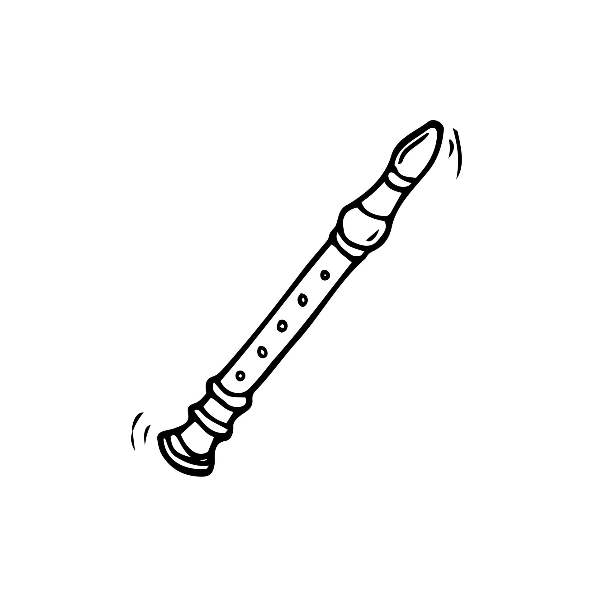 Flute Instrument Doodle Icon. Music Doodle Sketch Sign. 27992358 Vector