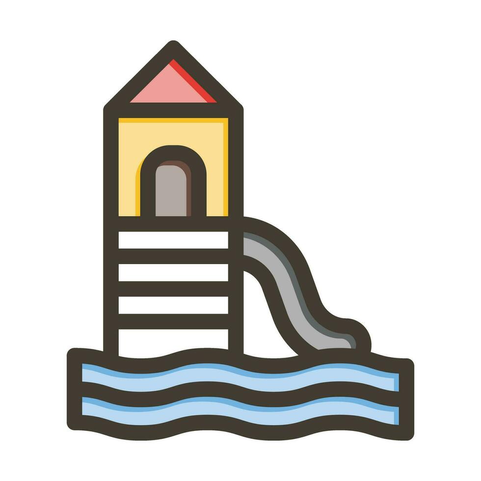 Water Slide Vector Thick Line Filled Colors Icon For Personal And Commercial Use.