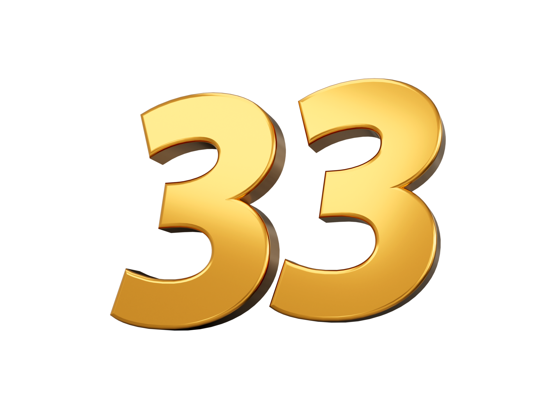 oro número 33 treinta Tres brillante 3d número 33 hecho de oro 3d