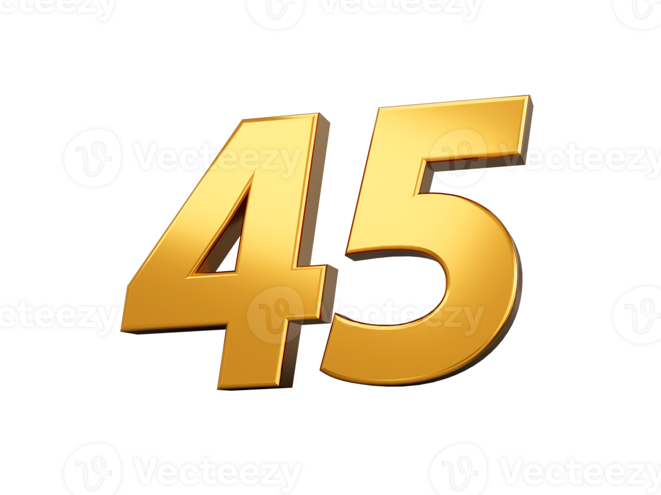 Gold number 45 Forty five shiny 3d number 45 made of gold 3d