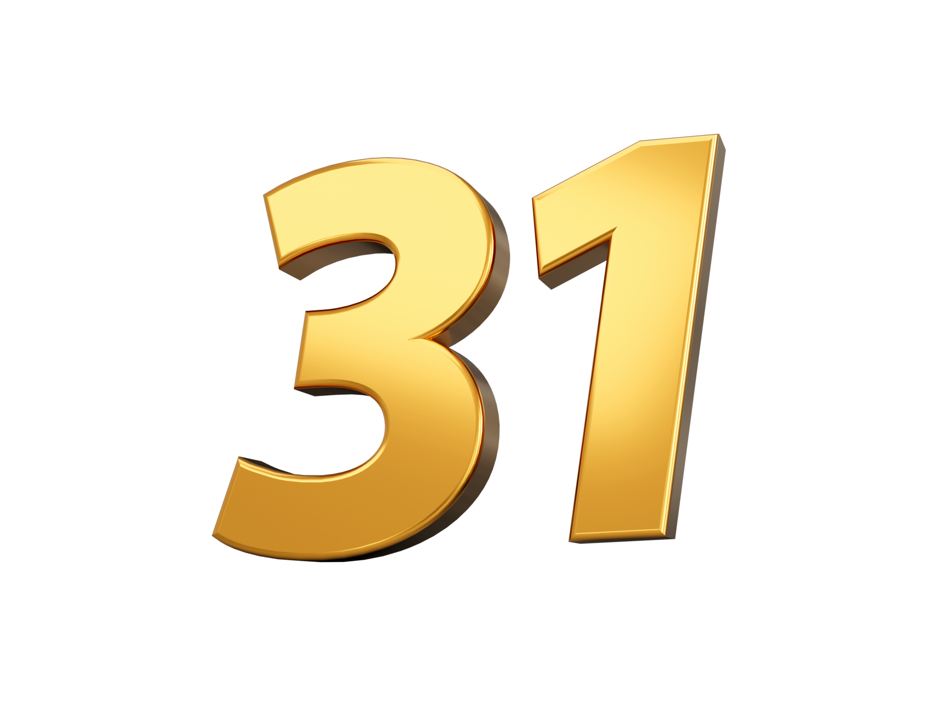 Gold number 31 Thirty one shiny 3d number 31 made of gold 3d ...