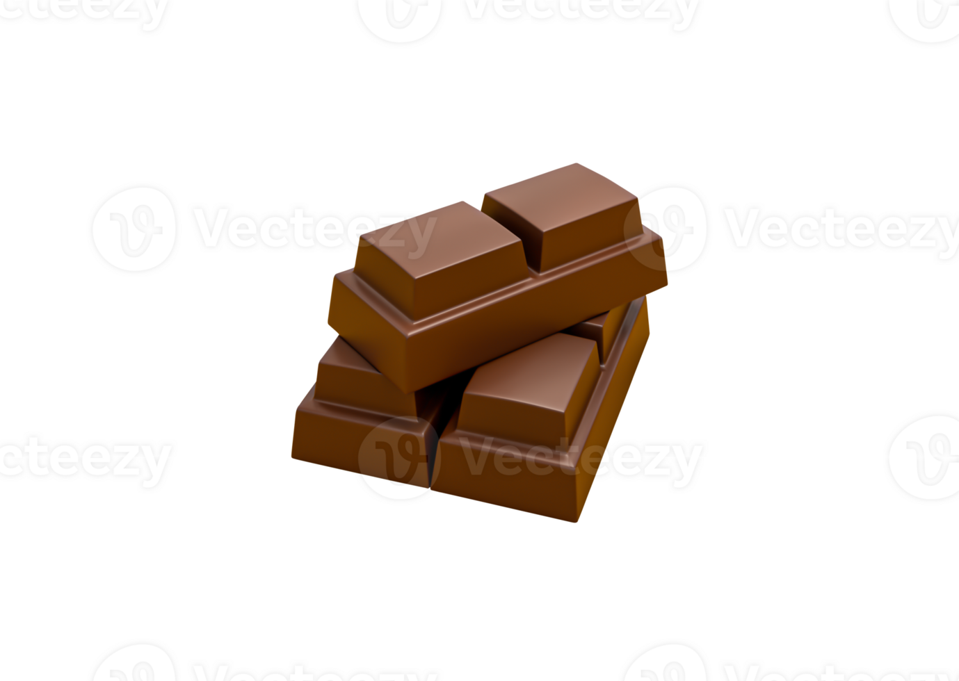 Dark chocolate bars Two pieces of chocolate stacking pile Cleaned and retouched photo 3d illustration png