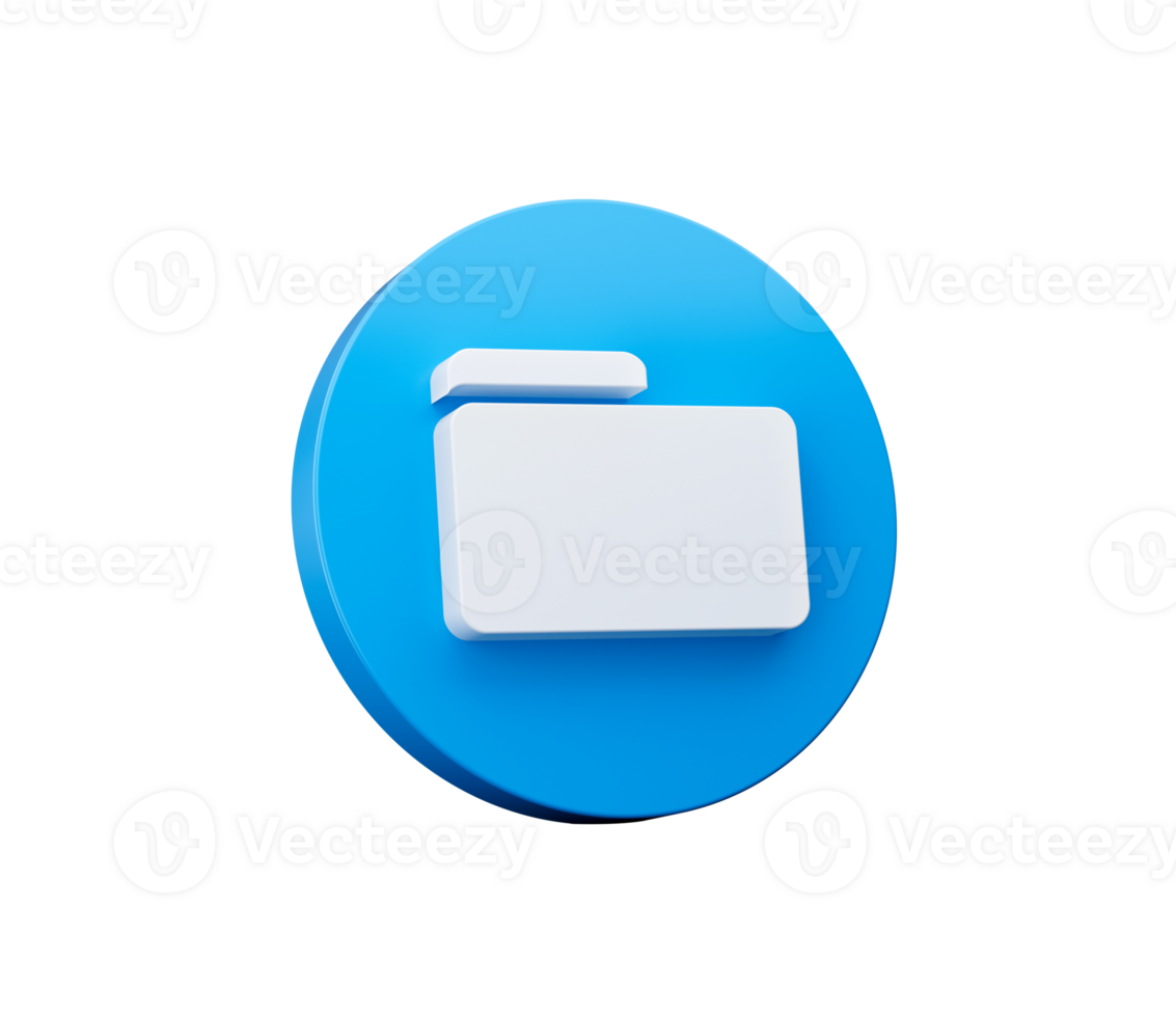 White Folder on blue icon 3d illustration minimalistic 3d folder icon png