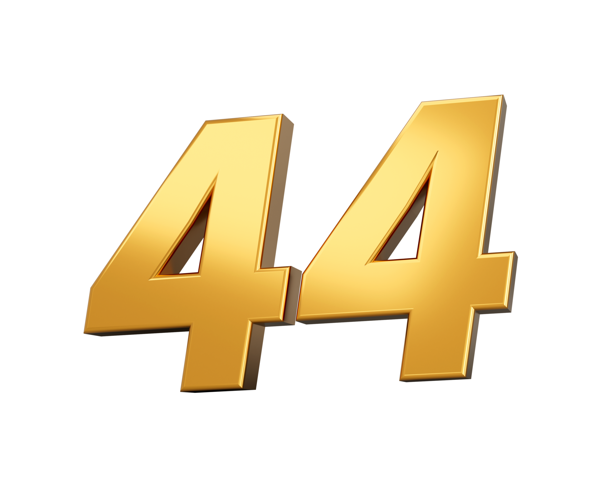 Gold Number 44 Forty Four Shiny 3d Number 44 Made Of Gold 3d 