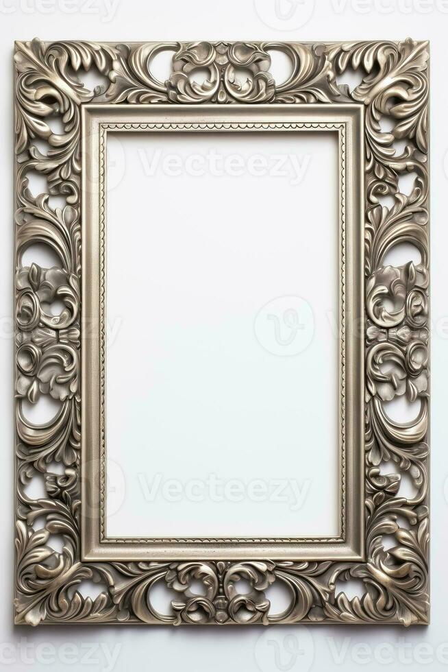 Silver frame isolated on white background photo