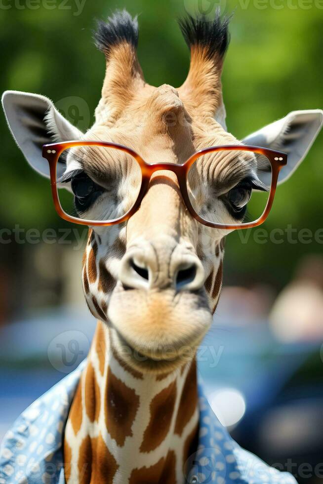 Amusing giraffe sporting eyewear photo