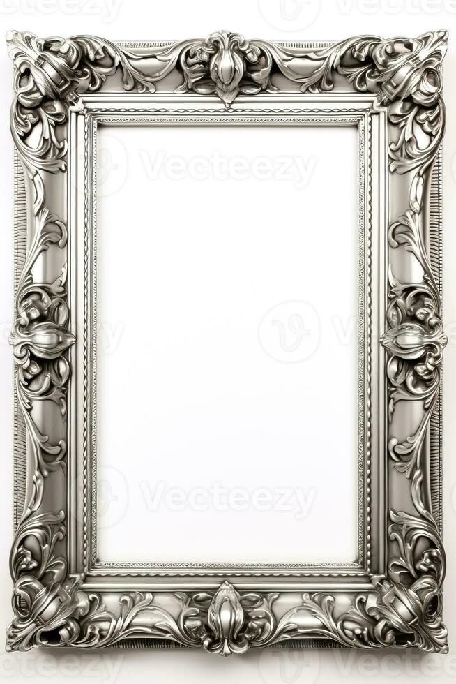 Silver frame isolated on white background photo