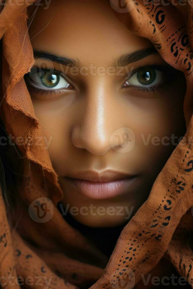 Eyes open wide revealing beautiful brown color photo