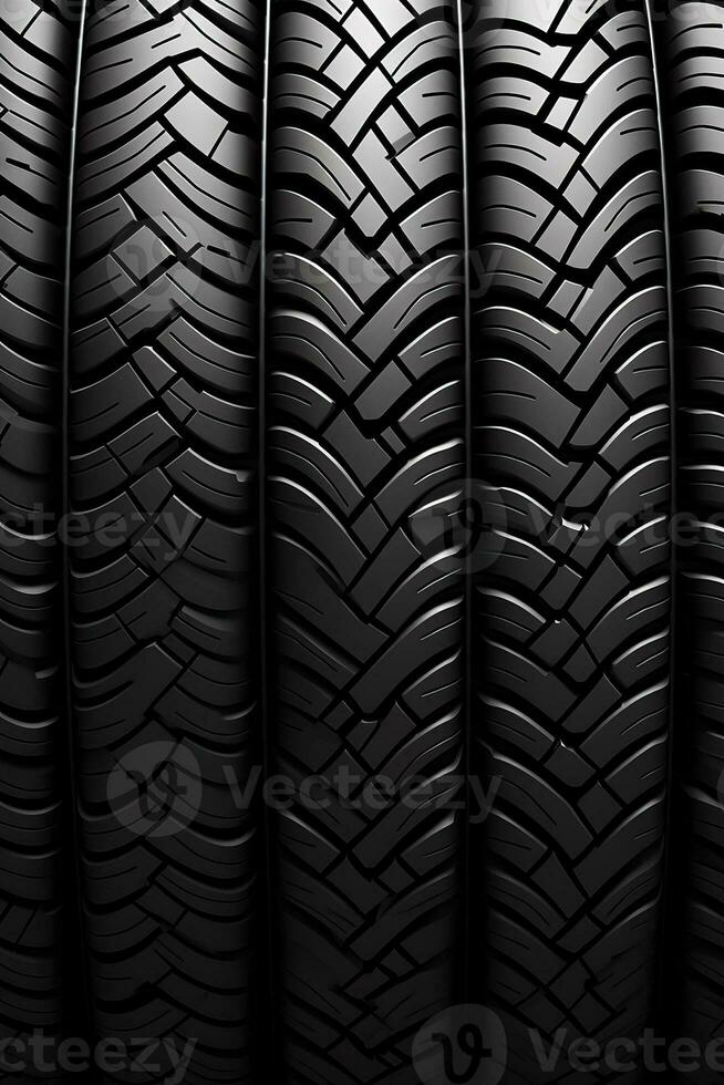 Seamless car tire tracks texture on white background with a seamless design photo