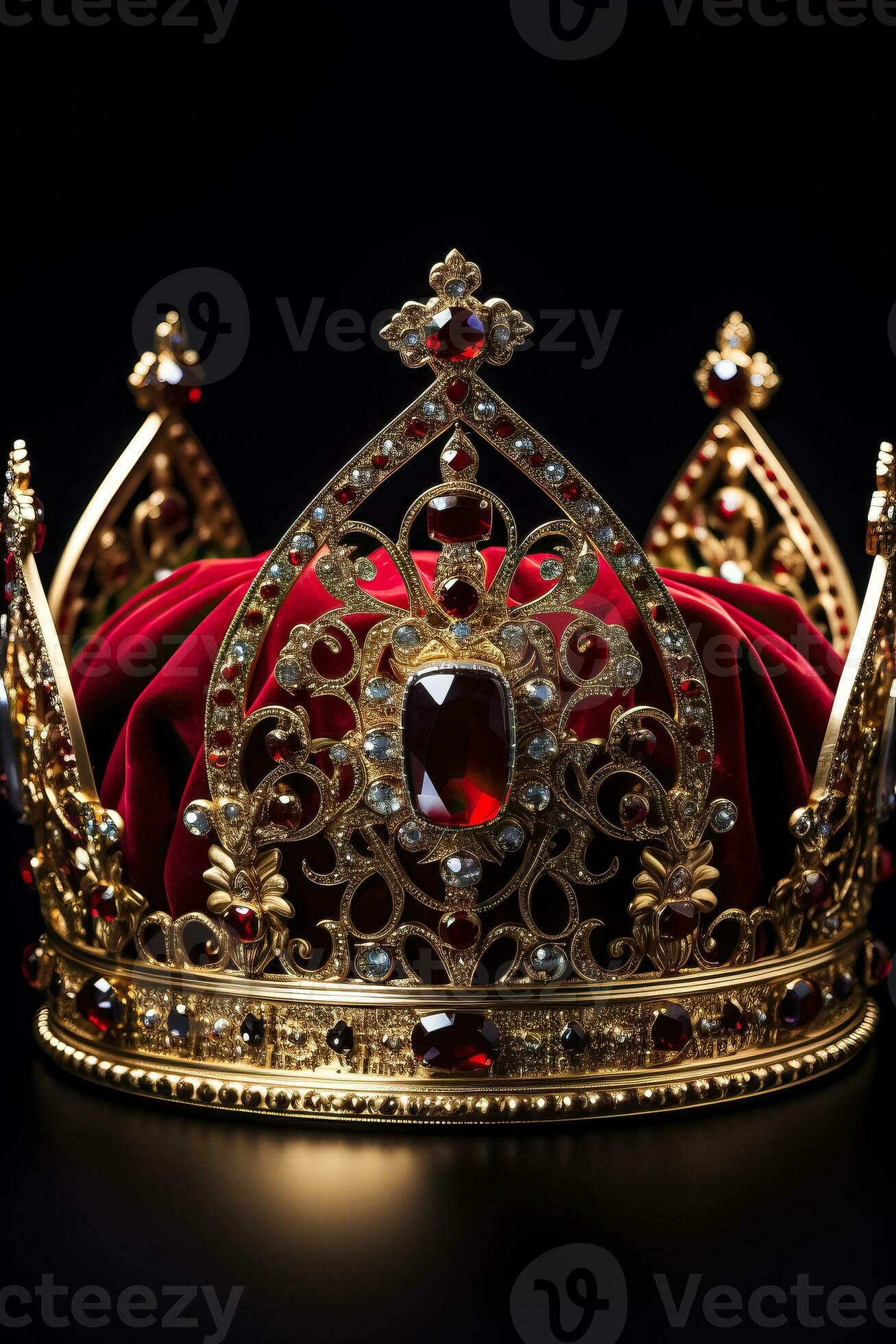 Elegant Royalty Crown in Red and Gold