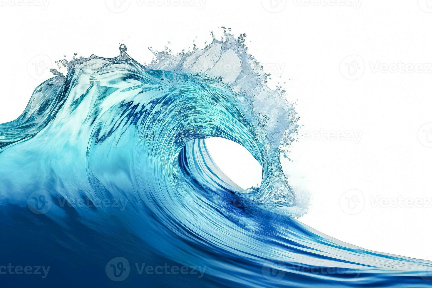 Ocean blue wave isolated on white background photo