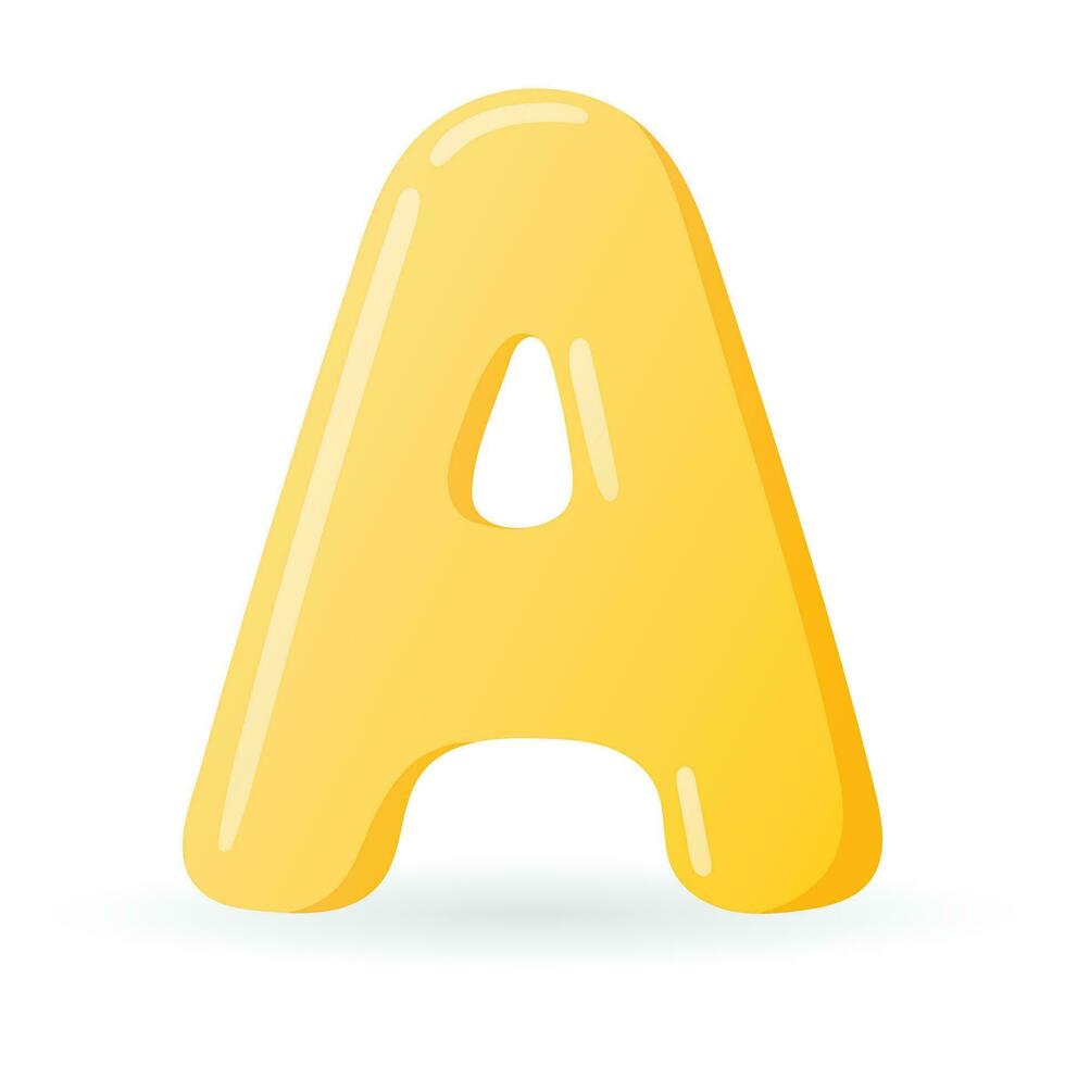 Vector isolated cartoon letter A of the English alphabet.